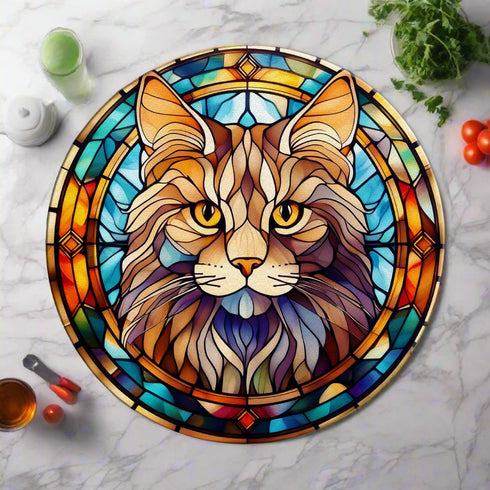 Cat Maine Coon Glass Suncatcher Worktop Saver
